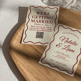 Invitación Moderno Boda único y audaz de marfil divertido ret