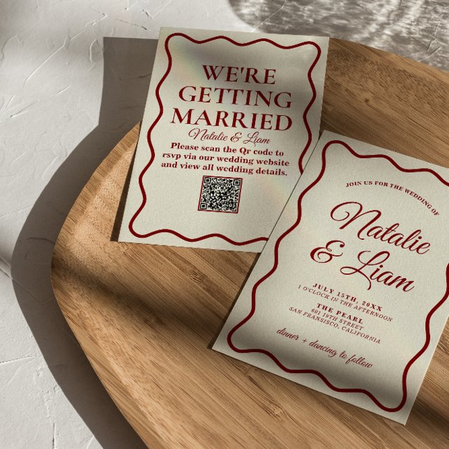 Invitación Moderno Boda único y audaz de marfil divertido ret (Subido por el creador)