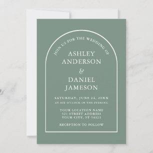 Invitación Moderno Boda verde arcaico elegante