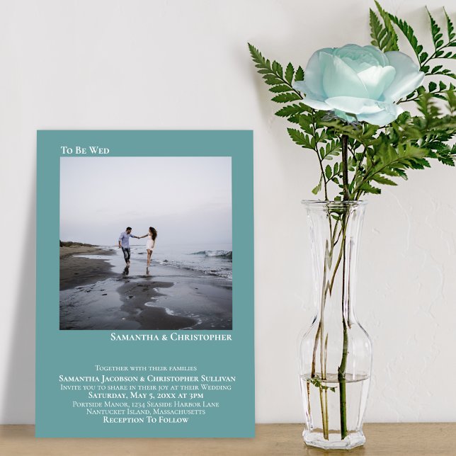 Invitación Moderno Boda Verde azulado de fotografía simple y  (Subido por el creador)