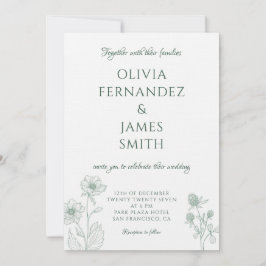 Invitación Moderno Boda verde de arcilla mínima