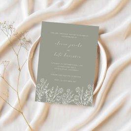 Invitación Moderno Boda Verde de Flor Silvestre