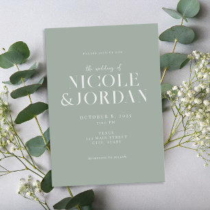 Invitación Moderno Boda verde de Moda simple y sabia