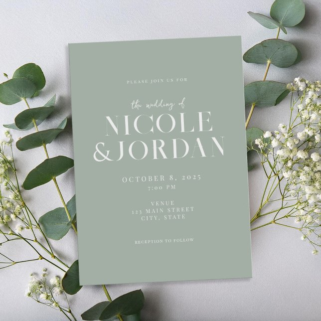 Invitación Moderno Boda verde de Moda simple y sabia (Subido por el creador)