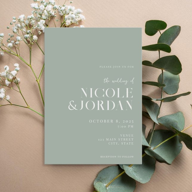 Invitación Moderno Boda verde de Moda simple y sabia (Subido por el creador)