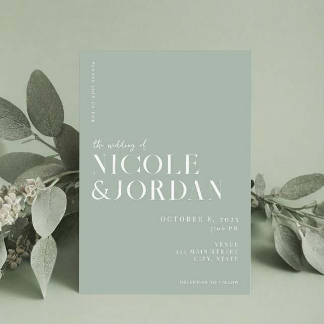 Invitación Moderno Boda verde de Moda simple y sabia (Subido por el creador)