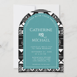 Invitación Moderno Boda verde del arte de la foto del patrón