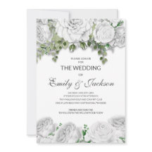 Moderno Boda Verde Floral Blanco Elegante