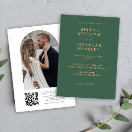 Invitación Moderno Boda Verde Sencillo Minimalista Elegante