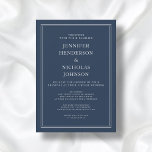 Invitación Moderno Boda virtual clásico de la Marina Azul<br><div class="desc">Elegante estilo clásico de la Marina azul invitación a la boda virtual</div>