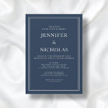 Invitación Moderno Boda virtual clásico de la Marina Azul<br><div class="desc">Elegante estilo clásico de la Marina azul invitación a la boda virtual</div>