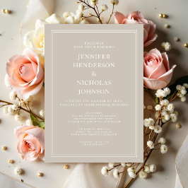 Invitación Moderno Boda virtual elegante de Taupe