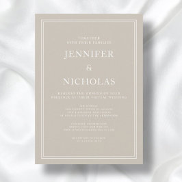Invitación Moderno Boda virtual elegante de Taupe Beige