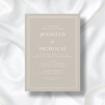 Invitación Moderno Boda virtual elegante de Taupe Beige<br><div class="desc">Elegante y moderno Taupe Beige Invitación a la boda virtual</div>