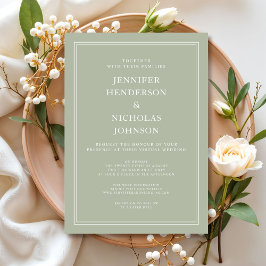Invitación Moderno Boda virtual formal Sage Green