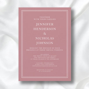 Invitación Moderno Boda virtual Rosa formal elegante