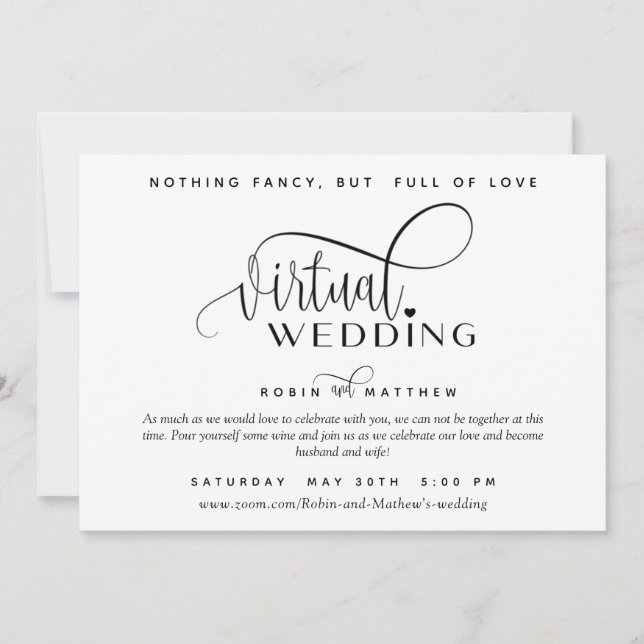 Invitación Moderno Boda virtual simple en línea (Anverso)