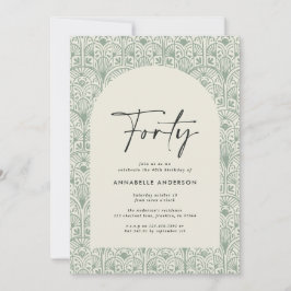 Invitación Moderno bohemio verde verde cumpleaños