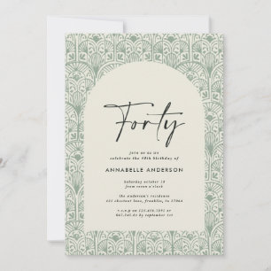 Invitación Moderno bohemio verde verde cumpleaños
