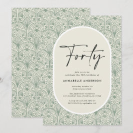 Invitación Moderno bohemio verde verde de cumpleaños en