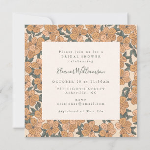 Invitación Moderno Boho Amarillo Floral Square Bridal Shower
