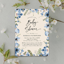 Invitación Moderno Boho Beige Dusty Blue Boy Baby Shower