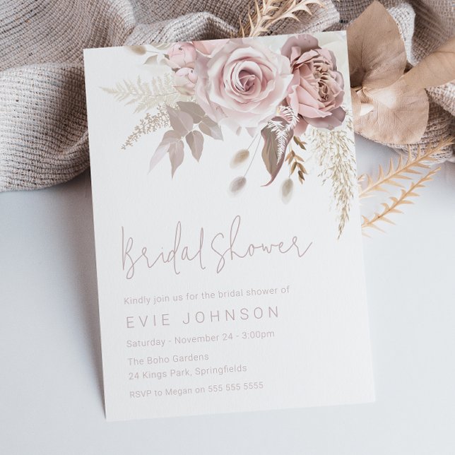 Invitación Moderno Boho Dusty Rosa Bridal Shower (Subido por el creador)