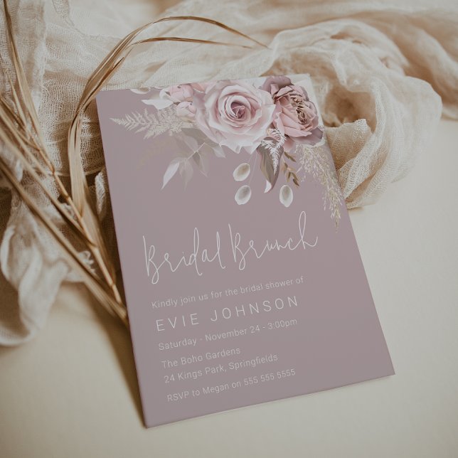 Invitación Moderno Boho Dusty Rosa Bridal Shower Brunch (Subido por el creador)