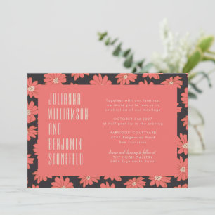 Invitación Moderno Boho Elegant Red Floral Boda