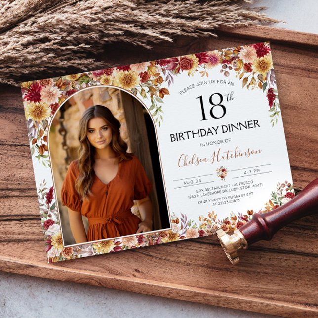 Invitación Moderno Boho Floral 18º cumpleaños, foto (Subido por el creador)
