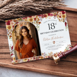 Invitación Moderno Boho Floral 21st Birthday Dinner Photo