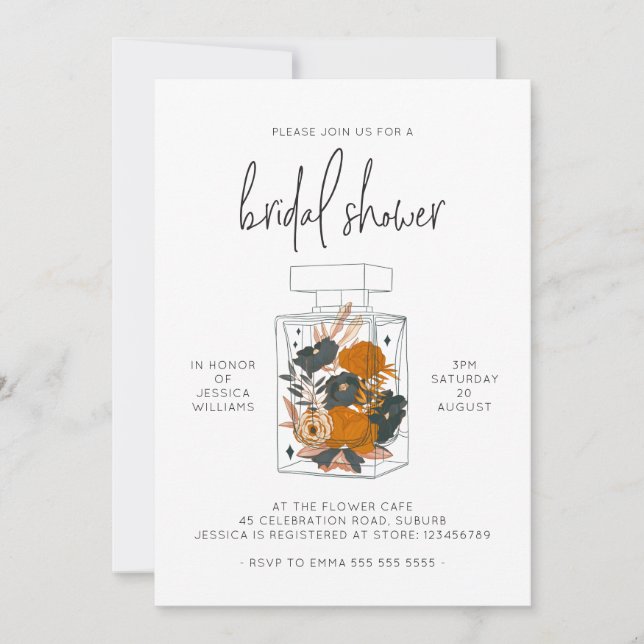 Invitación Moderno Boho Floral Perfume Brunch Bridal Shower (Anverso)