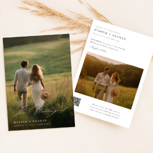 Invitación Moderno Boho QR CÓDIGO Sencillo 2 Boda fotográfico