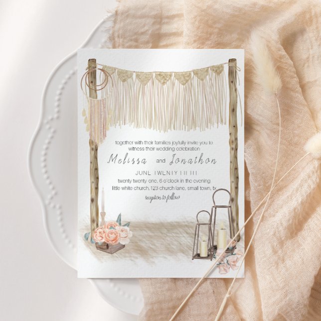 Invitación Moderno Boho Rosa Elegante Boda Floral (Subido por el creador)