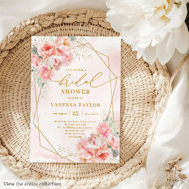 Invitación Moderno Boho Rubor Gold Purpurina Frame Bridal Sho