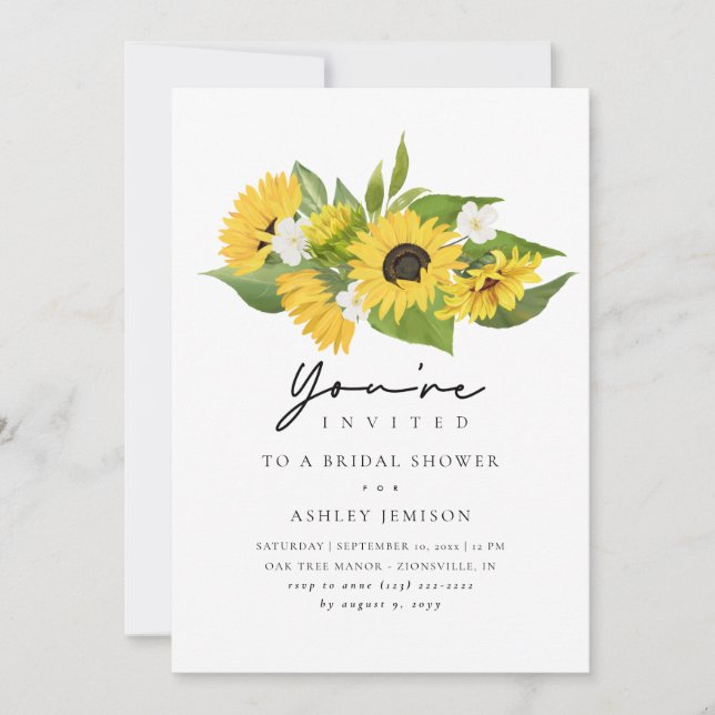 Invitación Moderno Boho Rústico Sunflowers Ducha de novias (Anverso)