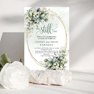 Invitación Moderno Boho Verde y Dorado Aún Nos Casamos