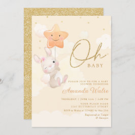 Invitación Moderno Boho Watercolor Bunny Cute Chica Baby Show
