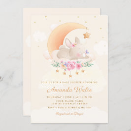 Invitación Moderno Boho Watercolor Cute Bunny Chica Baby Show