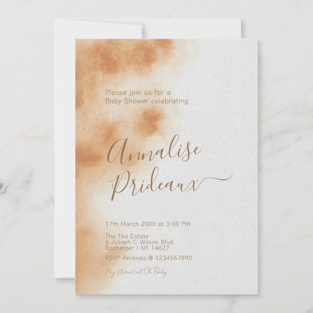 Invitación Moderno Boho Watercolor Tie Dye Beige Baby Shower (Anverso)