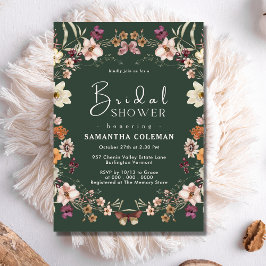Invitación Moderno Boho Wildflower Pastel Green Bridal Shower