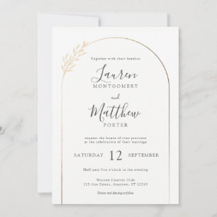 Invitación Moderno borde de arco dorado con Boda de detalles