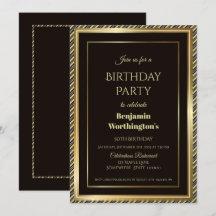 Moderno borde de oro con franjas de oro 50 cumplea