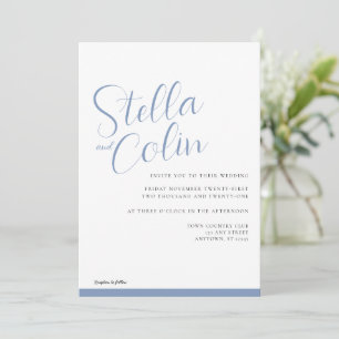 Invitación Moderno borde elegante simple Boda azul turbio