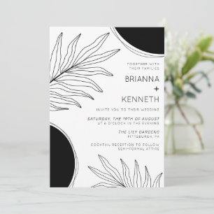 Invitación Moderno Botánico Boho Contemporáneo Blanco y Negro