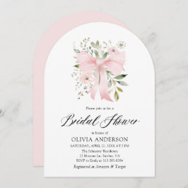 Invitación Moderno Bow Rosa Coquette Floral Bridal Ducha