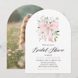 Invitación Moderno Bow Rosa Coquette Floral Bridal Ducha