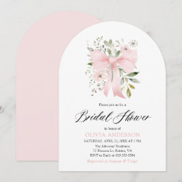 Invitación Moderno Bow Rosa Coquette Floral Bridal Ducha