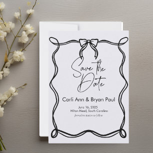 Invitación Moderno Bow Wavy Save-the-Date