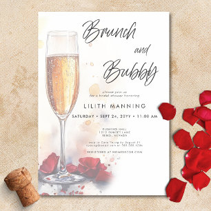 Invitación Moderno Brunch & Bubbly Watercolor Bridal Shower